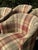 Set of 4 Vintage Plaid Upholstered Game Table Chairs | Campaign-Style Club Chairs For Sale - Image 4 of 8