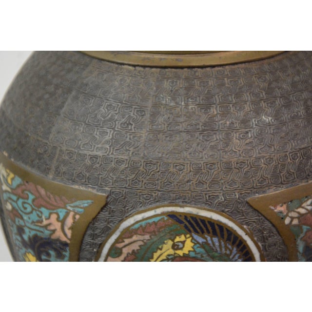 Late 18th Century Japanese Edo Period Bronze and Cloissonne Vase For Sale - Image 5 of 10