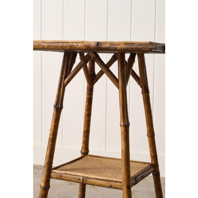 19th Century 19th Century Tortoise Bamboo Two Tier Single Side Table For Sale - Image 5 of 8