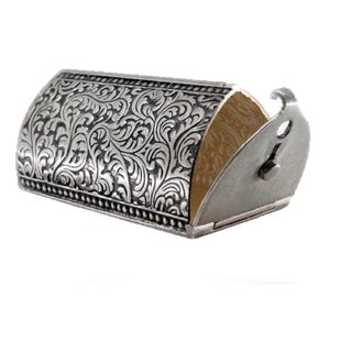 Silver Toothpick Holder with Nickel-Plated Applications For Sale