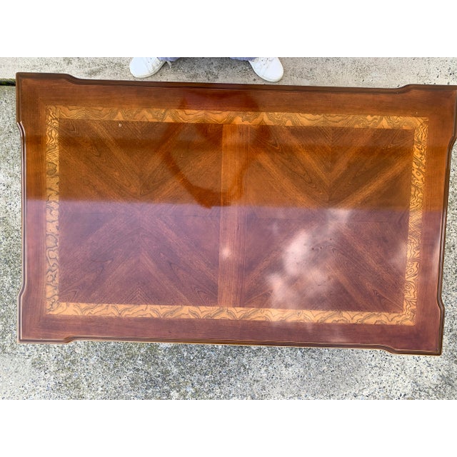 1990s 1990s Cherry Wood Finish Coffee Table For Sale - Image 5 of 5