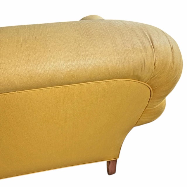 English Roll Arm Sofa With Waxed Linen Upholstery For Sale - Image 12 of 13
