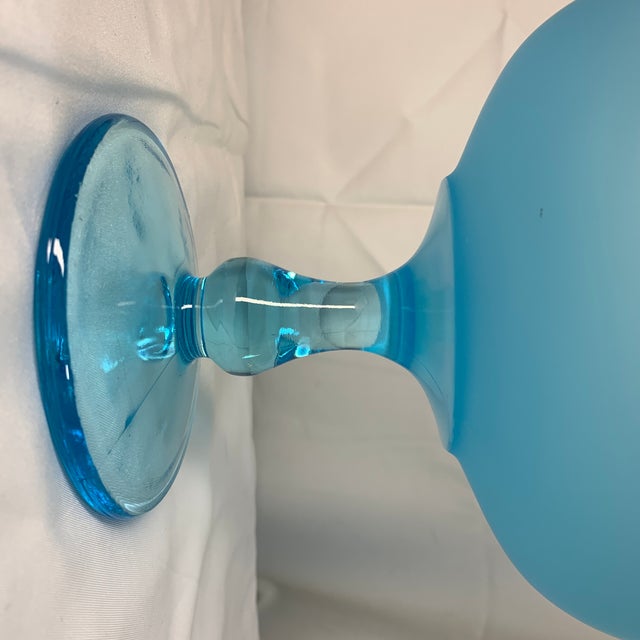Westmoreland Glass Westmoreland Glass Company "Blue Mist" Satin Glass Covered Compote/Candy Dish For Sale - Image 4 of 5