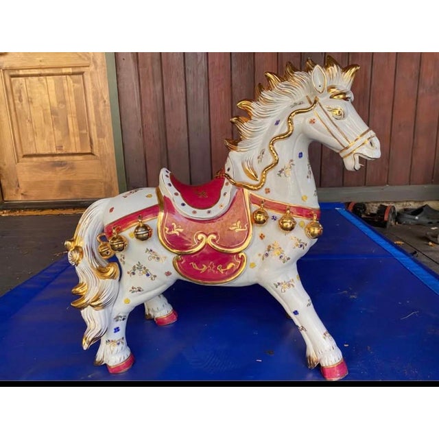Mid 20th Century Chinese Cloisonné Horse Figurine With Gold-Tone Accents For Sale - Image 5 of 7