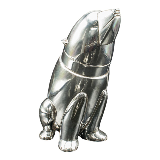 Vintage Polar Bear Cocktail Shaker, American, Silver Plate, Bar Mixer, Art Deco For Sale