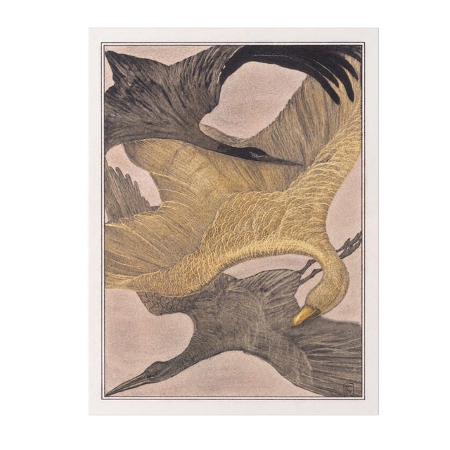 Atelier Aria Lumae Theodoor Van Hoytema Three Cranes in Flight Dutch Symbolist Fine Art Gallery Board Print 18 X 24 For Sale - Image 4 of 14