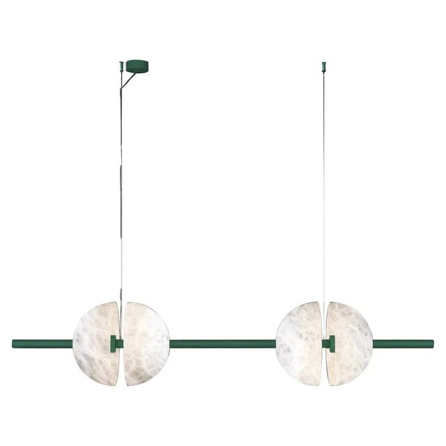 Contemporary Ermes Freedom Green Metal and Alabaster Pendant Light 1 by Alabastro Italiano For Sale - Image 3 of 3