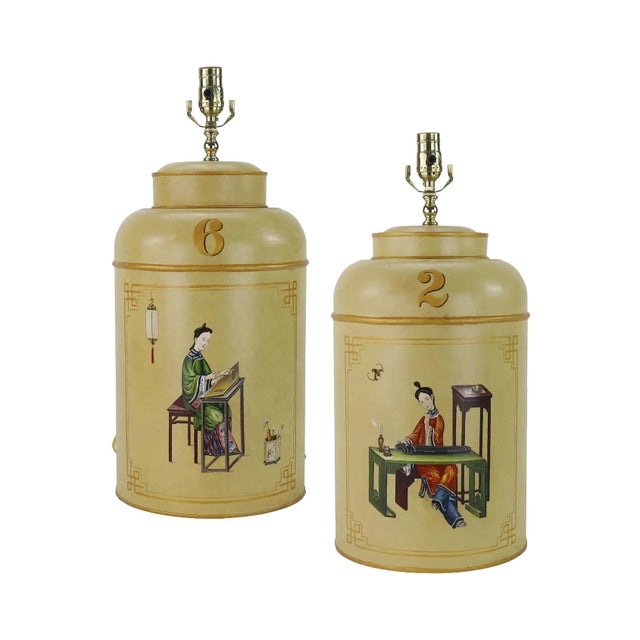 These exquisite tin tea canister lamps, meticulously hand-painted by artisans, showcase the unique charm of Chinoiserie—a...