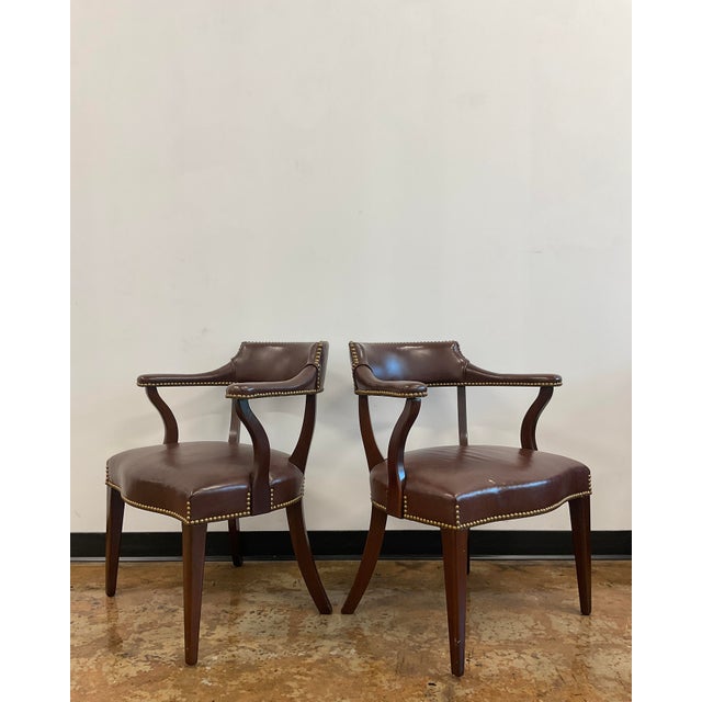 Pair of Late 20th Century Executive Side Chairs in Leather by Hickory Chair For Sale In Raleigh - Image 6 of 18