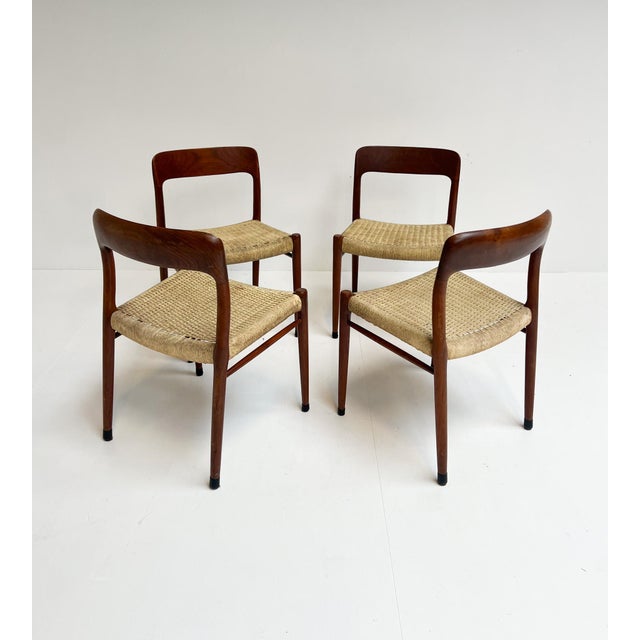 1950s Vintage Model 75 Chairs by Niels O. Möller, 1950s, Set of 4 For Sale - Image 5 of 15