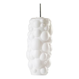 Pendant Lamp in White Glass with Bubble Pattern by Valasske Mezirici, Czechoslovakia, 1960s For Sale