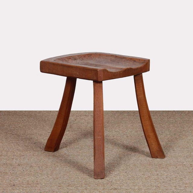 Wood Tripod Stool in the style of the Ateliers De Marolles, 1960 For Sale - Image 7 of 7