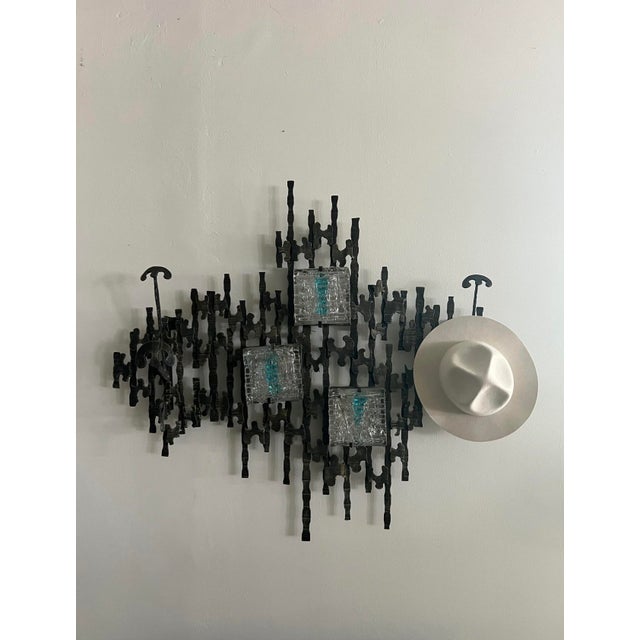 Brutalist Brutalist Wall-Mounted Lamp & Coat Rack Sculpture For Sale - Image 3 of 12