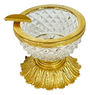 Vintage French Crystal and Gilt Bronze Ashtray Dish