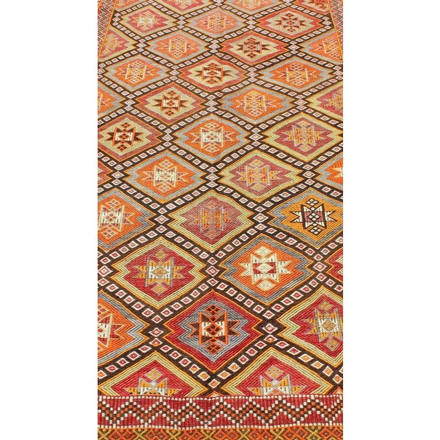 Colorful Vintage Turkish Flat-Weave Tribal Modern Kilim with Embroideries. Keivan Woven Arts / rug EN-141146, country of...