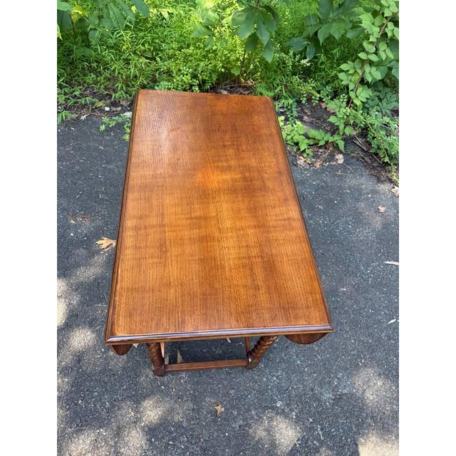 Vintage English Table Drop Leaf Gateleg Barley Twist Oval Dining Table For Sale - Image 11 of 18