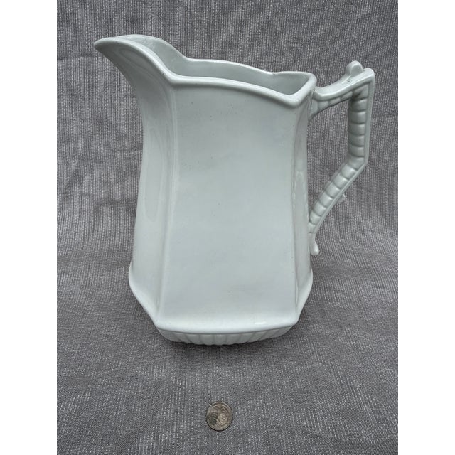 White Antique English Ironstone Pitcher For Sale - Image 8 of 15