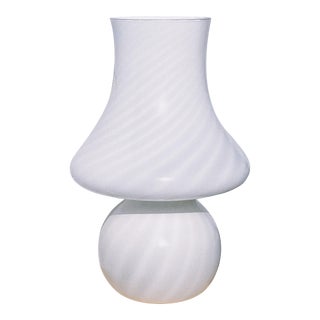 XL 1960s Milky White Swirled Murano Glass Lamp by Vetro Artístico For Sale