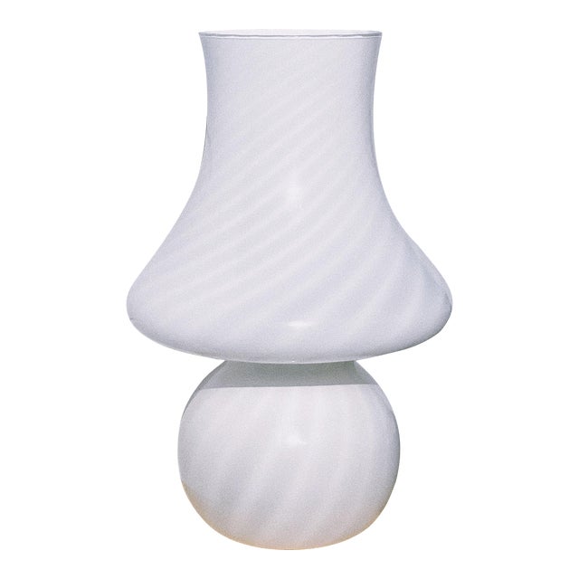 XL 1960s Milky White Swirled Murano Glass Lamp by Vetro Artístico For Sale