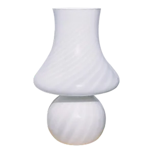 XL 1960s Milky White Swirled Murano Glass Lamp by Vetro Artístico