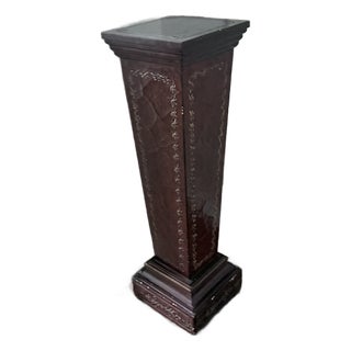 Carved Mahogany Decorative Pedestal Column For Sale