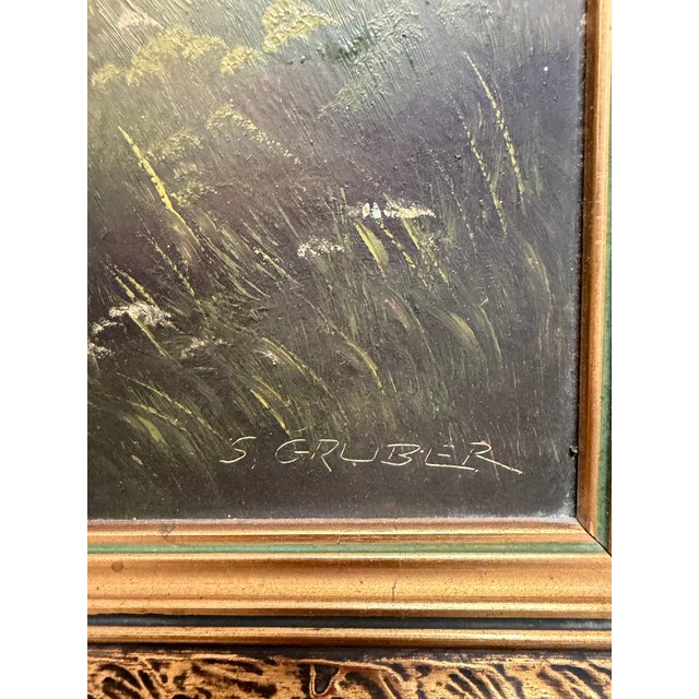 1960s Original Signed S. Gruber Watzman Mountain Oil Painting in Gold Gilt Frame For Sale - Image 11 of 12