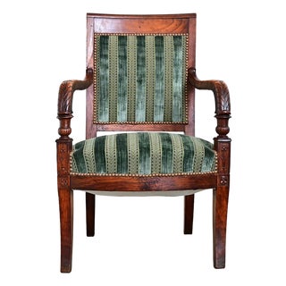 19th Century French Directoire Period Striped Velvet Fauteuil For Sale