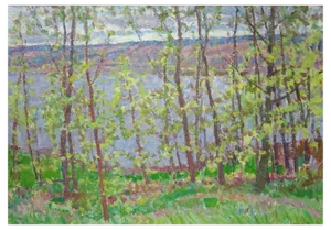 Yuriy Zvyozdkin, The Greens Are Blooming, Oil on Cardboard, 1970s