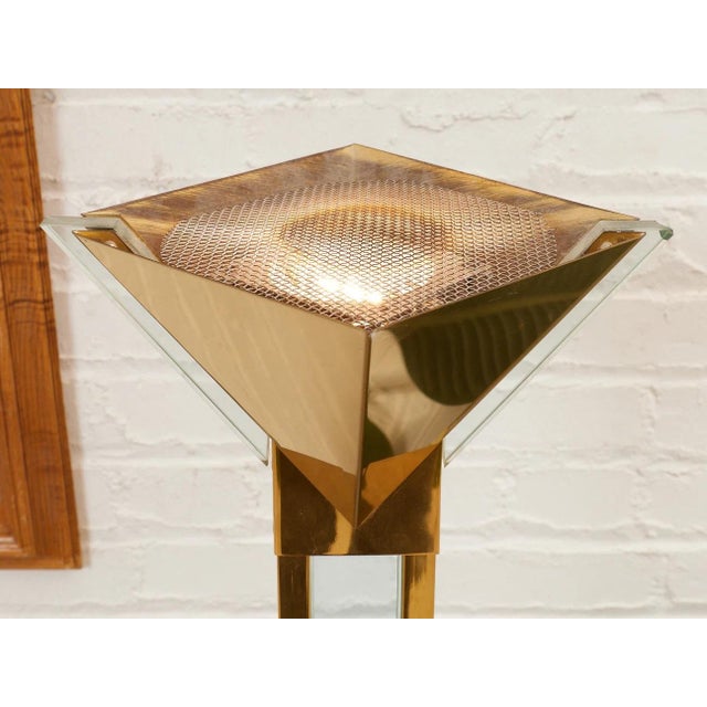 Mid-Century Modern Vintage Geurge Kovacs Brass Glass and Lucite Floor Lamp For Sale - Image 3 of 6