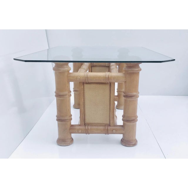 Rustic 1980s Faux Bamboo Solid Wood Dining Table For Sale - Image 3 of 8