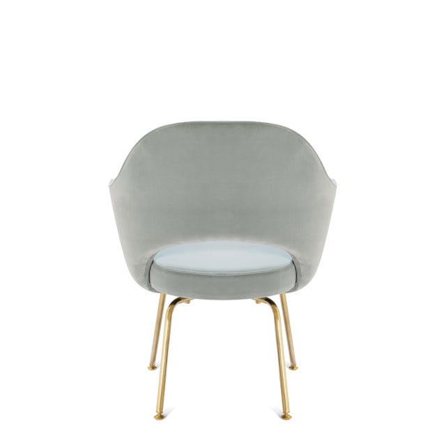 Saarinen Executive Arm Chairs in Celadon Velvet, Gold Edition For Sale In New York - Image 6 of 8