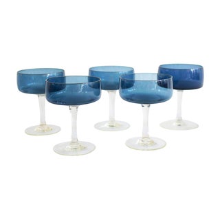 Blue Cocktail Glasses - Set of 5 For Sale