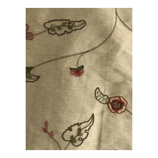 James Hare Silk Embroidery Fabric- 2.75 Yards in Soft Green For Sale