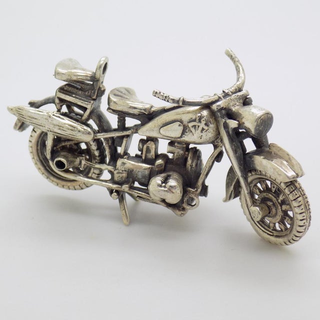 Vintage Italian Handmade 925 Sterling Silver American Motorbike, Tuscany, 1970s For Sale - Image 11 of 11