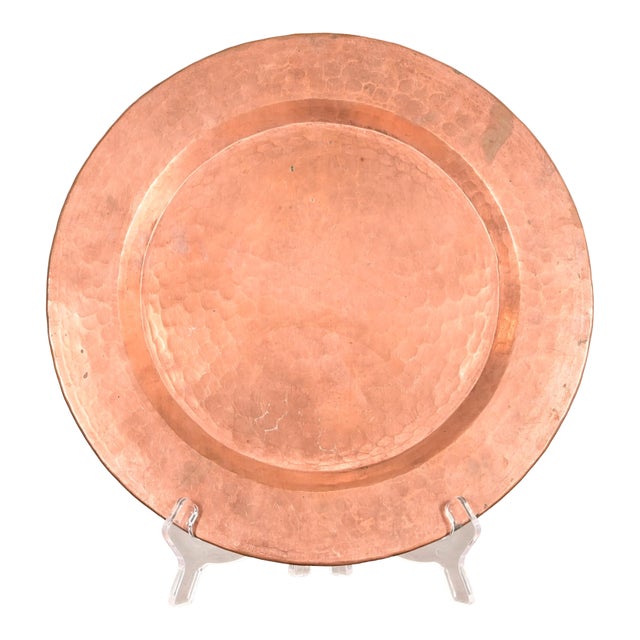 Roycroft Style Arts & Crafts Hammered Copper Charger Plate or Tray For Sale