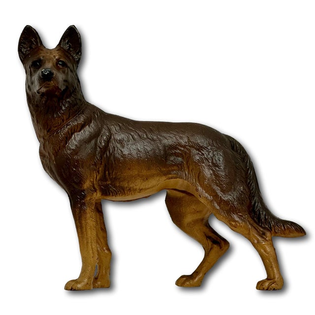 Hubley Manufacturing Company Excellent Vintage Hubley Manufacturing Co Usa Cast Iron German Shepherd Dog Doorstop - Circa 1930s For Sale - Image 4 of 18