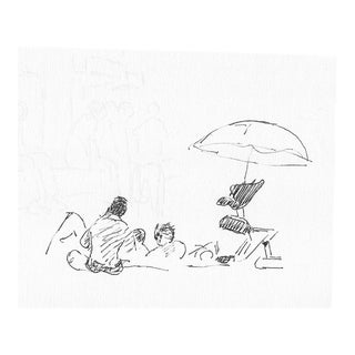 Hayward Cirker Beach Scene With Figures Drawing For Sale