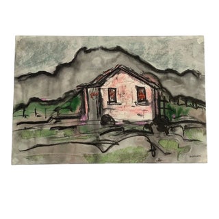 1940s Abstract Taos Landscape Mixed-Media Painting by Emil Bisttram For Sale