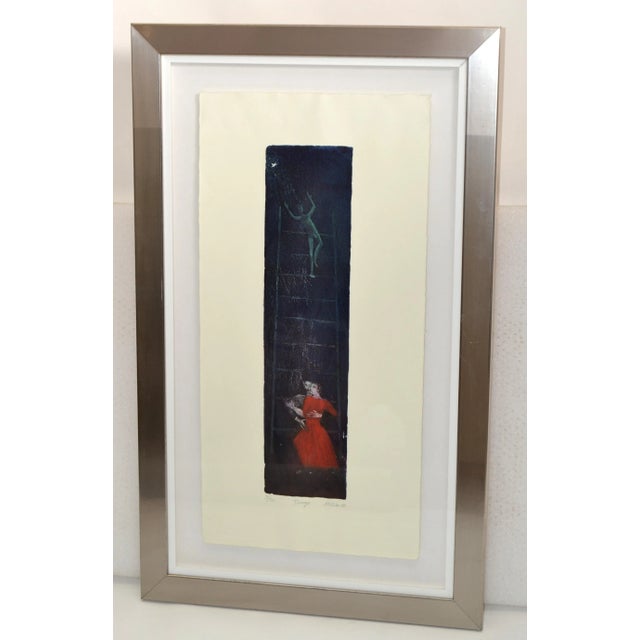 Signed Titled Tango Chrome Framed French Artist Signed Lithography Etching 1999 For Sale In Miami - Image 6 of 13