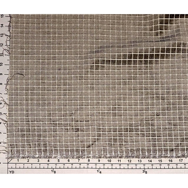Textile S. Harris "Plush Squared" Gray Check Cut Velvet- 4.25 Yards For Sale - Image 7 of 7