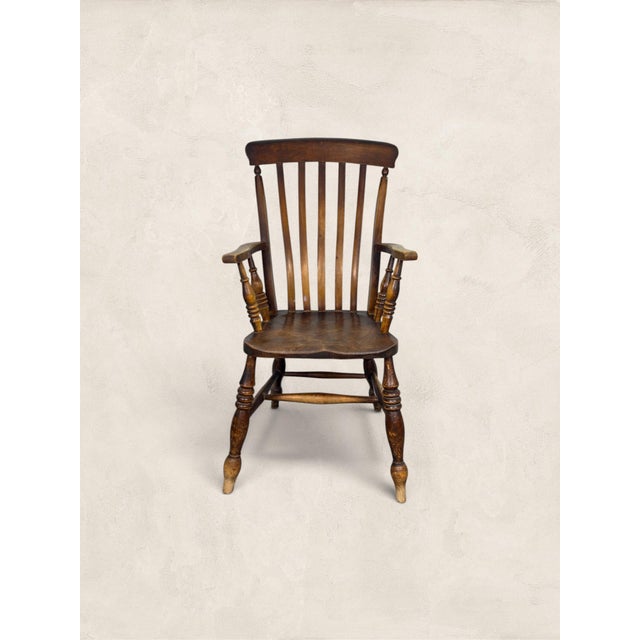 Late 19th Century Antique English Elm and Ash Lath-Back Windsor Armchair For Sale - Image 5 of 7