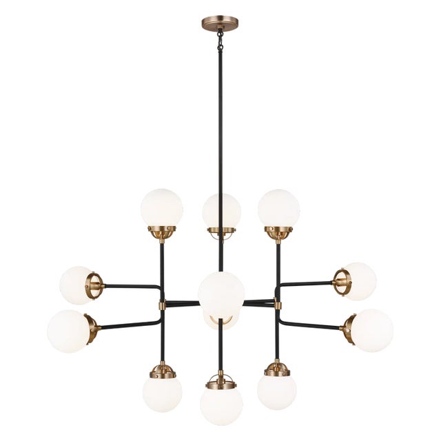 The Cafe twelve light single tier chandelier in satin brass is the perfect way to achieve your desired fashion or...