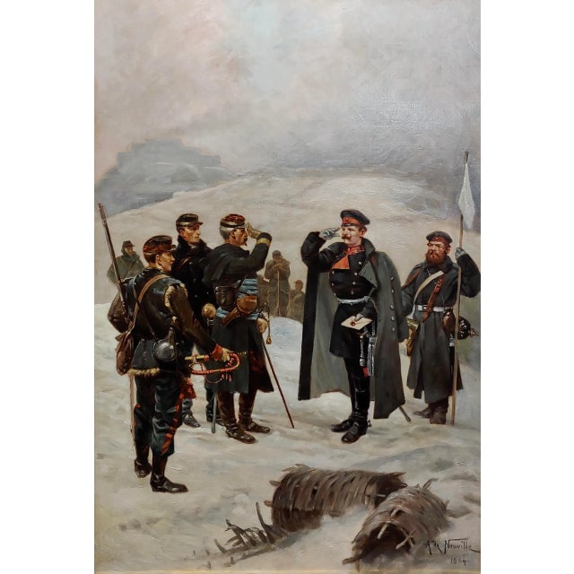 Illustration Alphonse De Neuville -French & Prussian Army Saluting-Oil Painting For Sale - Image 3 of 9