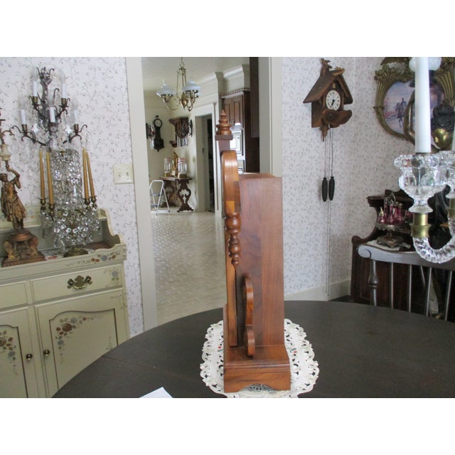 Beautiful Vintage Wood Ansonia Reproduction Tear Drop Clock 8 Day Wind Painted Glass on Door Works For Sale - Image 12 of 15