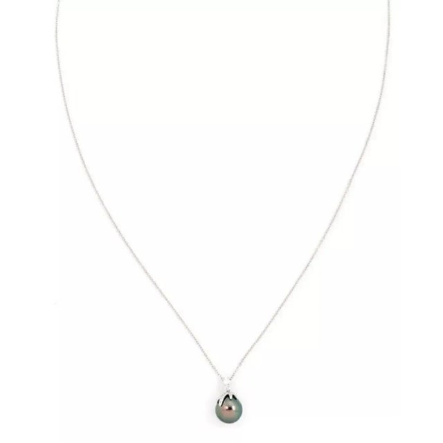 Tiffany and Co. Tiffany & Co. Fireworks Diamond & Gray Pearl Platinum Pendant Necklace For Sale - Image 4 of 5