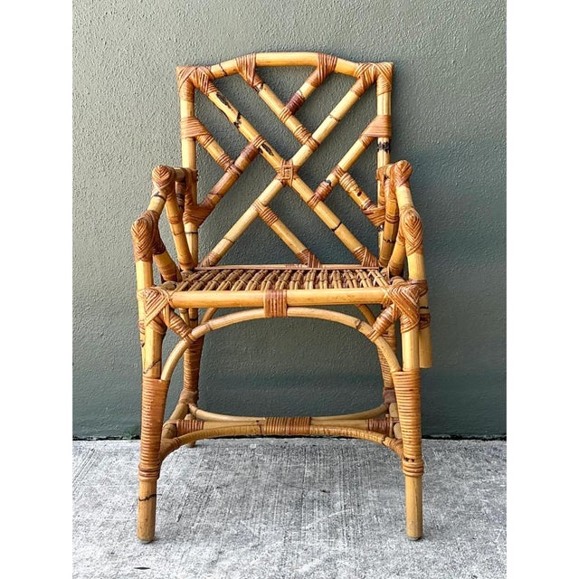 Vintage Chinese Chippendale Bamboo Armchair For Sale - Image 4 of 12