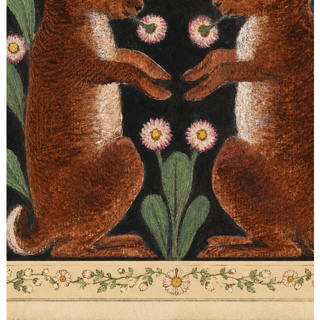 English Atelier Aria Lumae Arts and Crafts Symmetrical Hares Folklore Fine Art Gallery Board Print With Integrated Floral Border Design 18 X 18 For Sale - Image 3 of 17