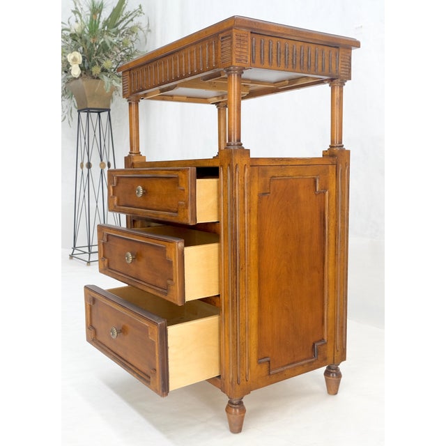 Drexel Light American Walnut Inlayed Top Console Entry Stand Side Table Dresser For Sale - Image 15 of 18