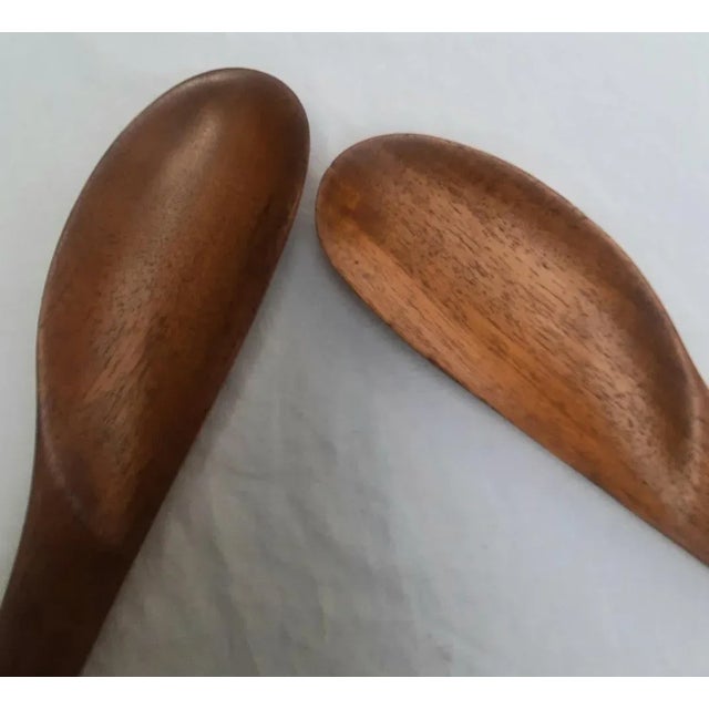 Wood 1960s Monkey Pod Wood Salad Servers- a Pair For Sale - Image 7 of 12