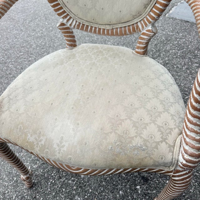 Cream Vintage French Provincial Carved Rope Dining Chairs - Set of 4 For Sale - Image 8 of 9